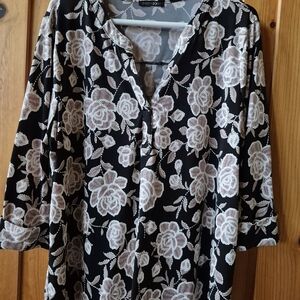Papermoon Black and Cream Floral Blouse